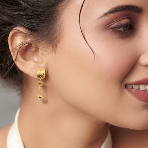 22k Yellow Gold Dangler Large Earrings with gold weight of 3.46g