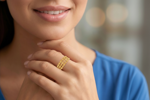 22k Yellow Gold Stacked Ring in size 8.5 and total gold weight of 2.67g
