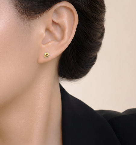 22k Two-Tone Gold Ball-Bead Medium Earrings with gold weight of 2.15g