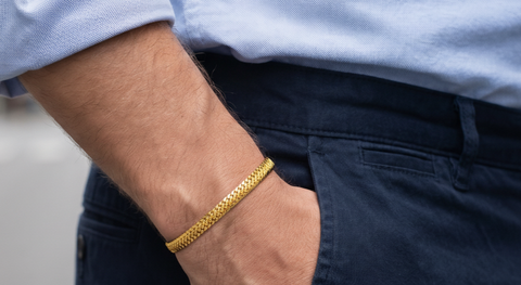 22K Yellow Gold Fancy Men's Bracelets measuring 3.6mm thickness x 8.5 inch length