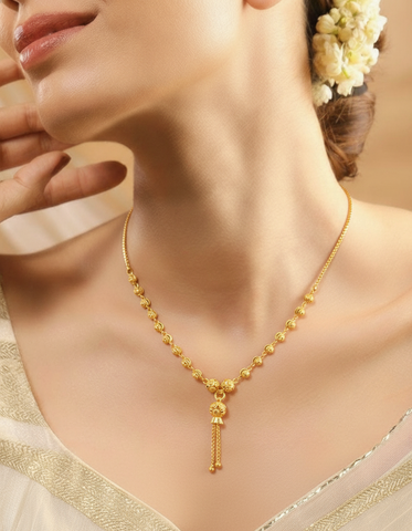 22K Yellow Gold Ball-Bead Graceful Necklace