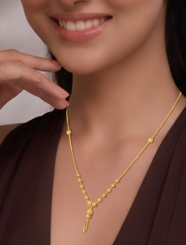 22K Yellow Gold Ball-Bead Contemporary Necklace