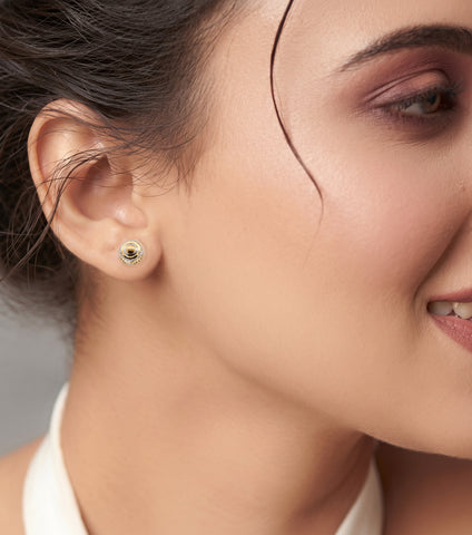 22k Two-Tone Gold Ball-Bead Large Earrings with gold weight of 2.33g