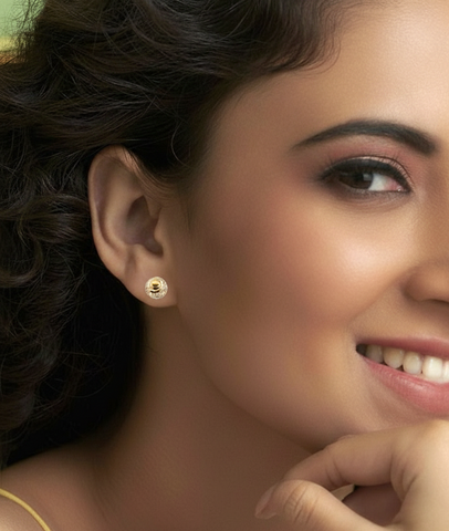 22k Two-Tone Gold Ball-Bead Large Earrings with gold weight of 2.36g