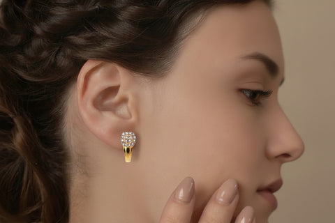 22k Yellow Cubic Zirconia Studs Fancy Earrings with gold weight of 3.92g