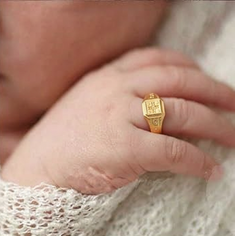 22k Yellow Gold Baby Ring in size 1 and total gold weight of 1.83g