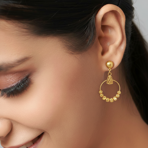 22k Yellow Gold Dangler Large Earrings with gold weight of 4.84g