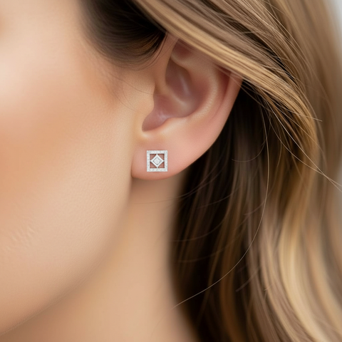 18k White Gold and Diamond Stud with gold weight of 3.36g