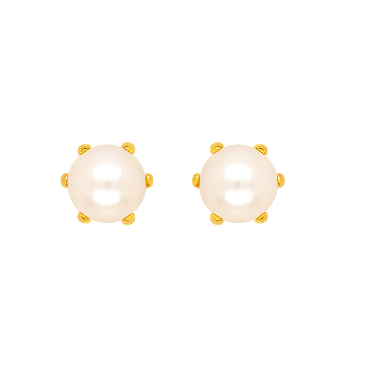 22k Yellow Gold Stud Pearl Earrings with gold weight of 0.98g