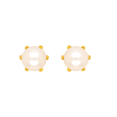 22k Yellow Gold Stud Pearl Earrings with gold weight of 0.98g