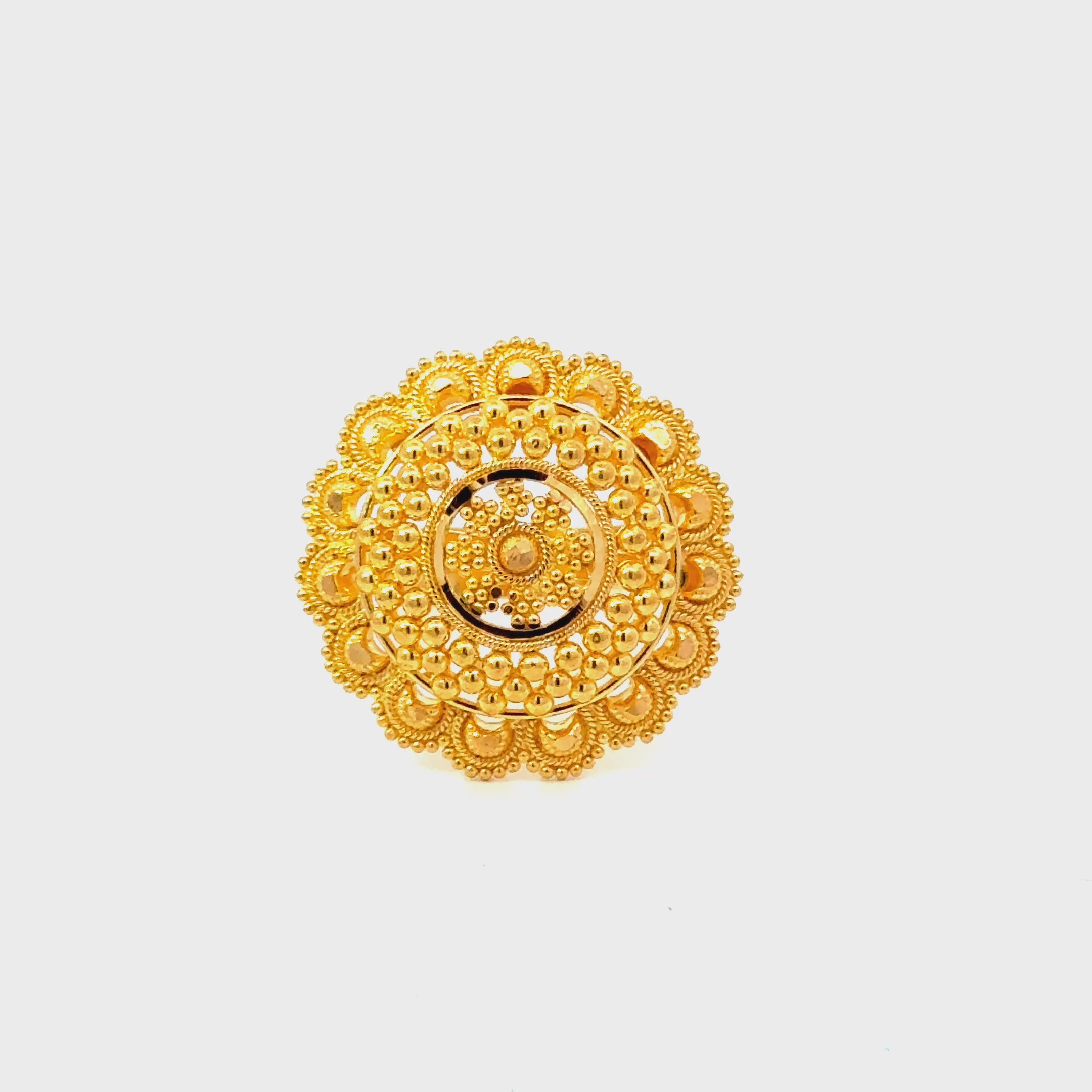 22k Yellow Gold Filigree Adjustable Rings in size 6 - 10 and total gold weight of 5.95g