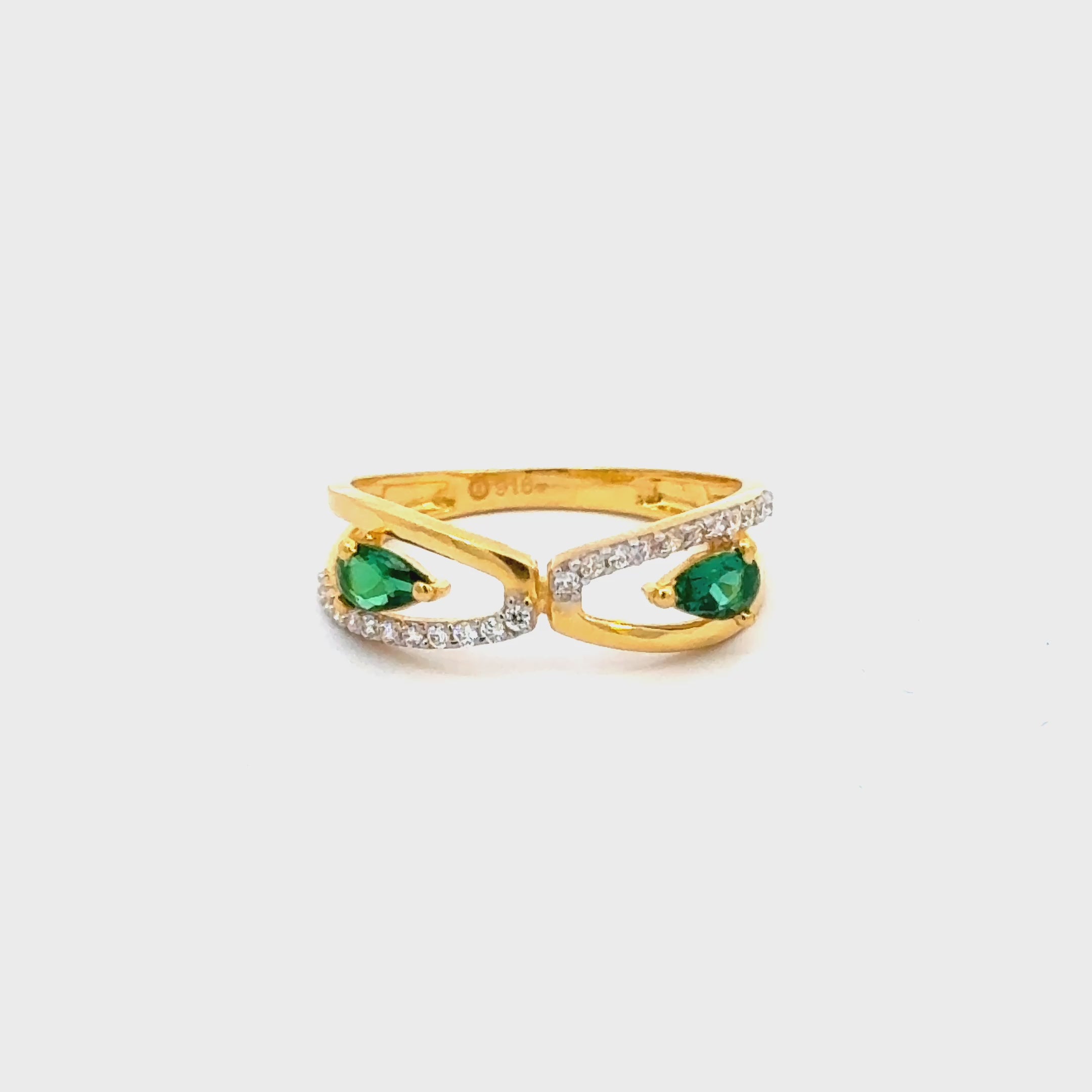 22k Yellow Cubic Zirconia Cocktail Fancy Petite  Rings in size 6.5 and total gold weight of 2.49g