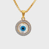 22K Yellow Cubic Zirconia Religious Evil Eye Medium Pendants with gold weight of 3.49g