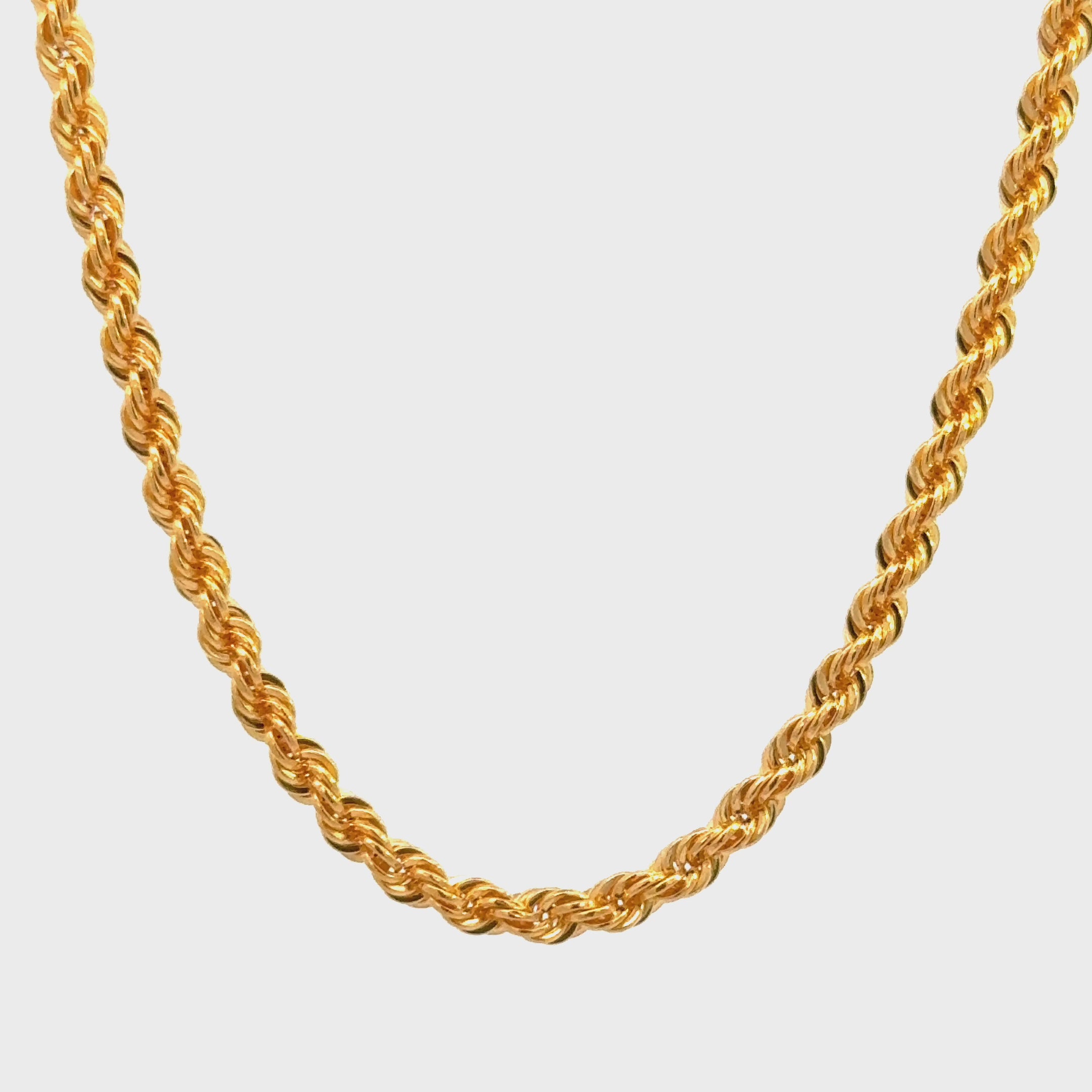 22K Yellow Gold Hollow Large Rope Chain