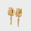 22k Two Tone Gold Small U-Shaped with Drops Earrings