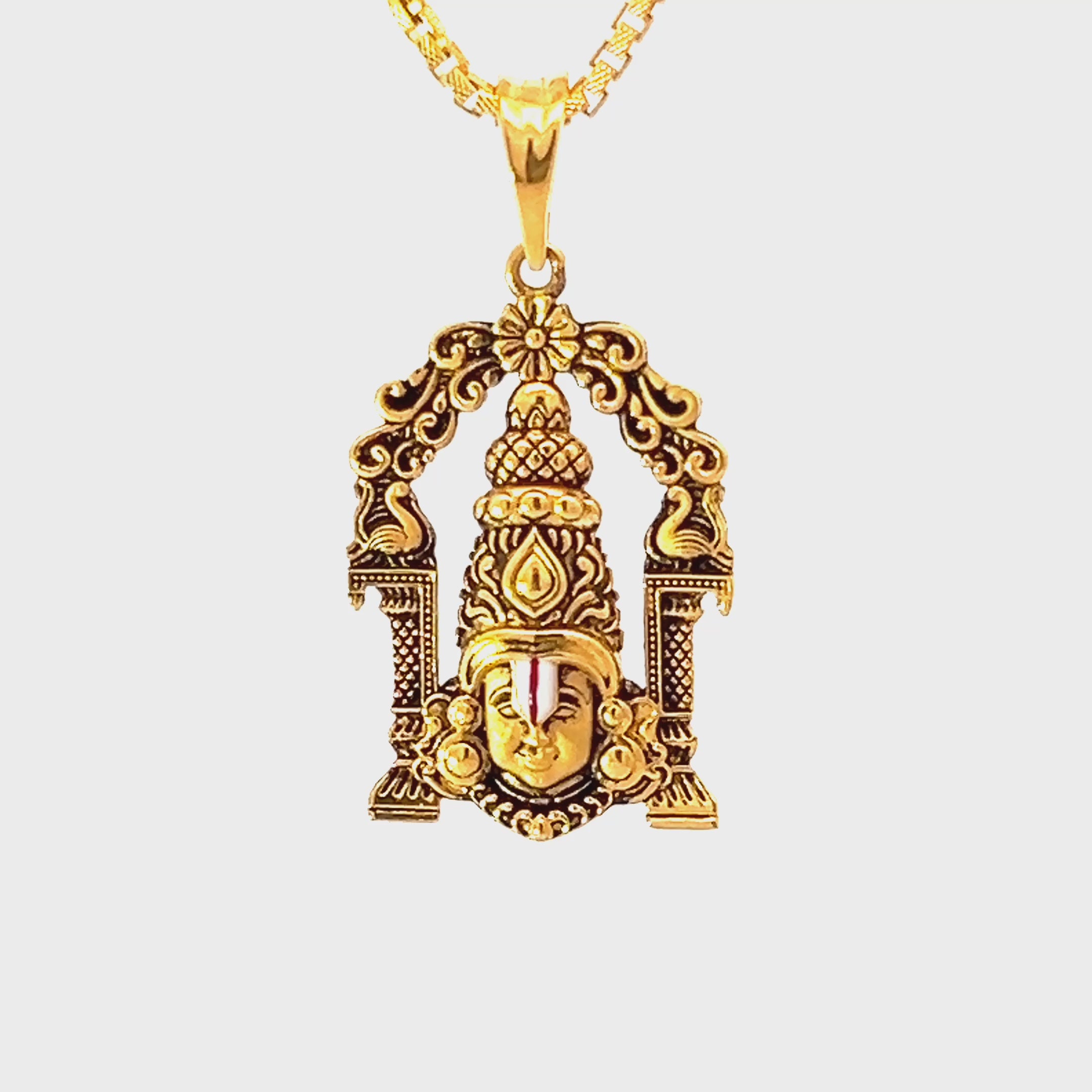 22K Yellow Gold Religious Tirupati Balaji Medium Pendants with gold weight of 3.74g