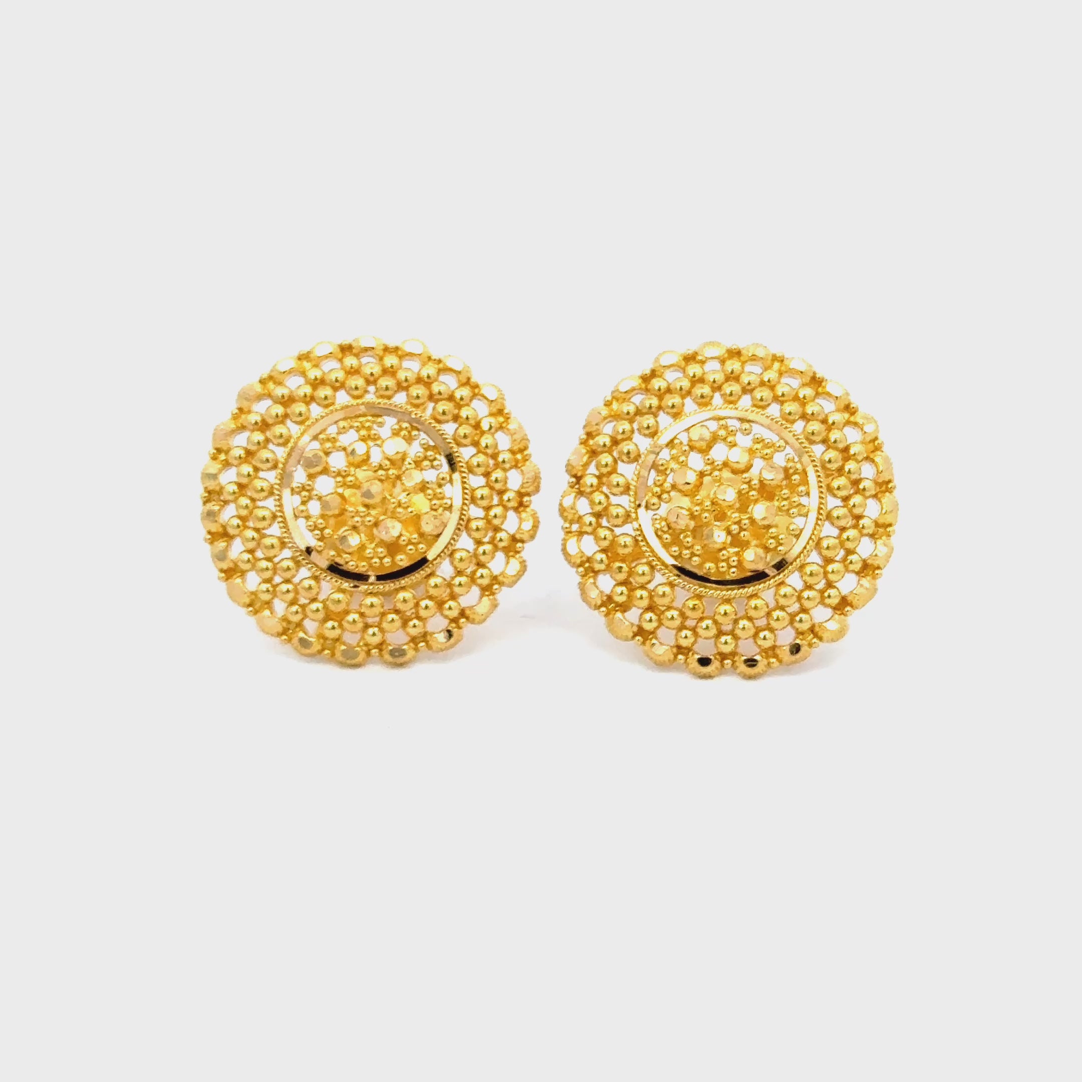 22k Yellow Gold Filigree Large Earrings with gold weight of 7.92g