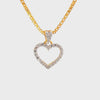 22K Yellow Cubic Zirconia Religious Heart Small Pendants with gold weight of 1.44g