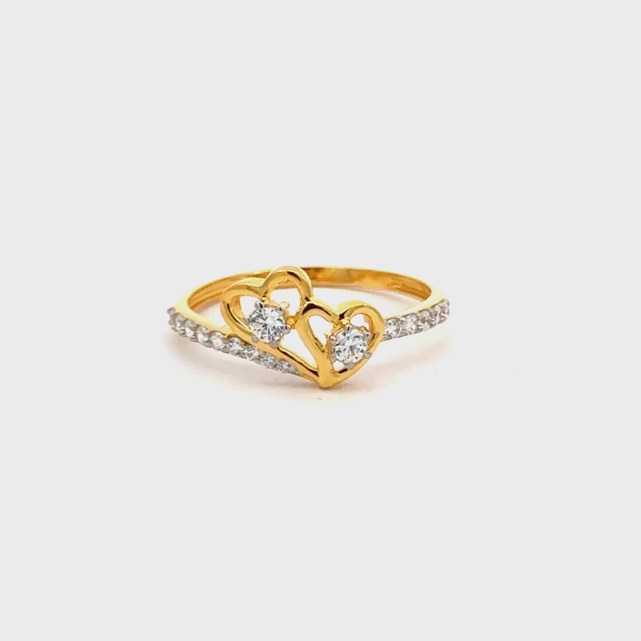 22k Yellow Cubic Zirconia Cocktail Fancy Heart  Rings in size 8 and total gold weight of 2.16g