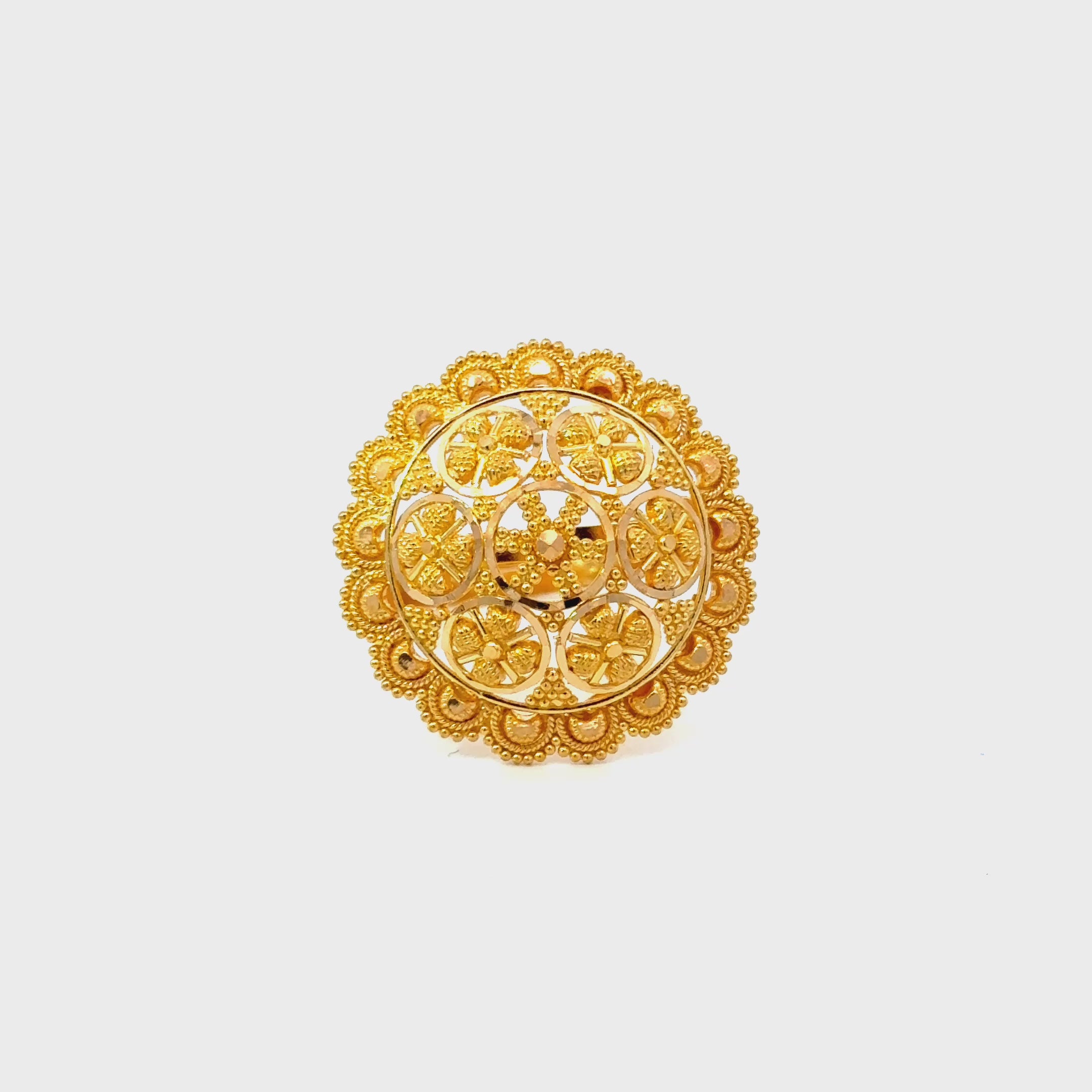 22k Yellow Gold Filigree Adjustable Rings in size 6 - 10 and total gold weight of 6.81g