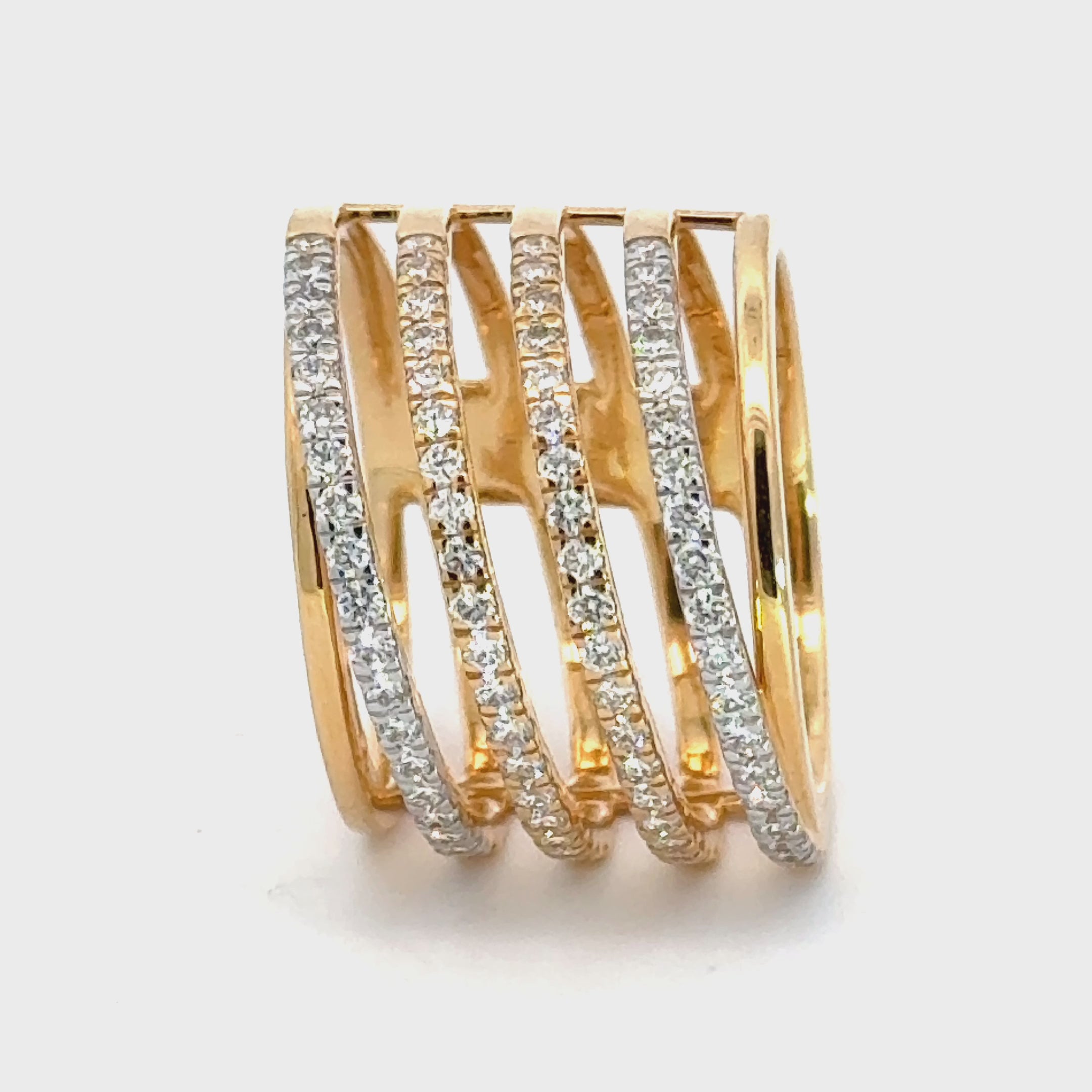 18k Yellow Gold and Diamond Stacked Ring in size 5.5 and total gold weight of 6.82g