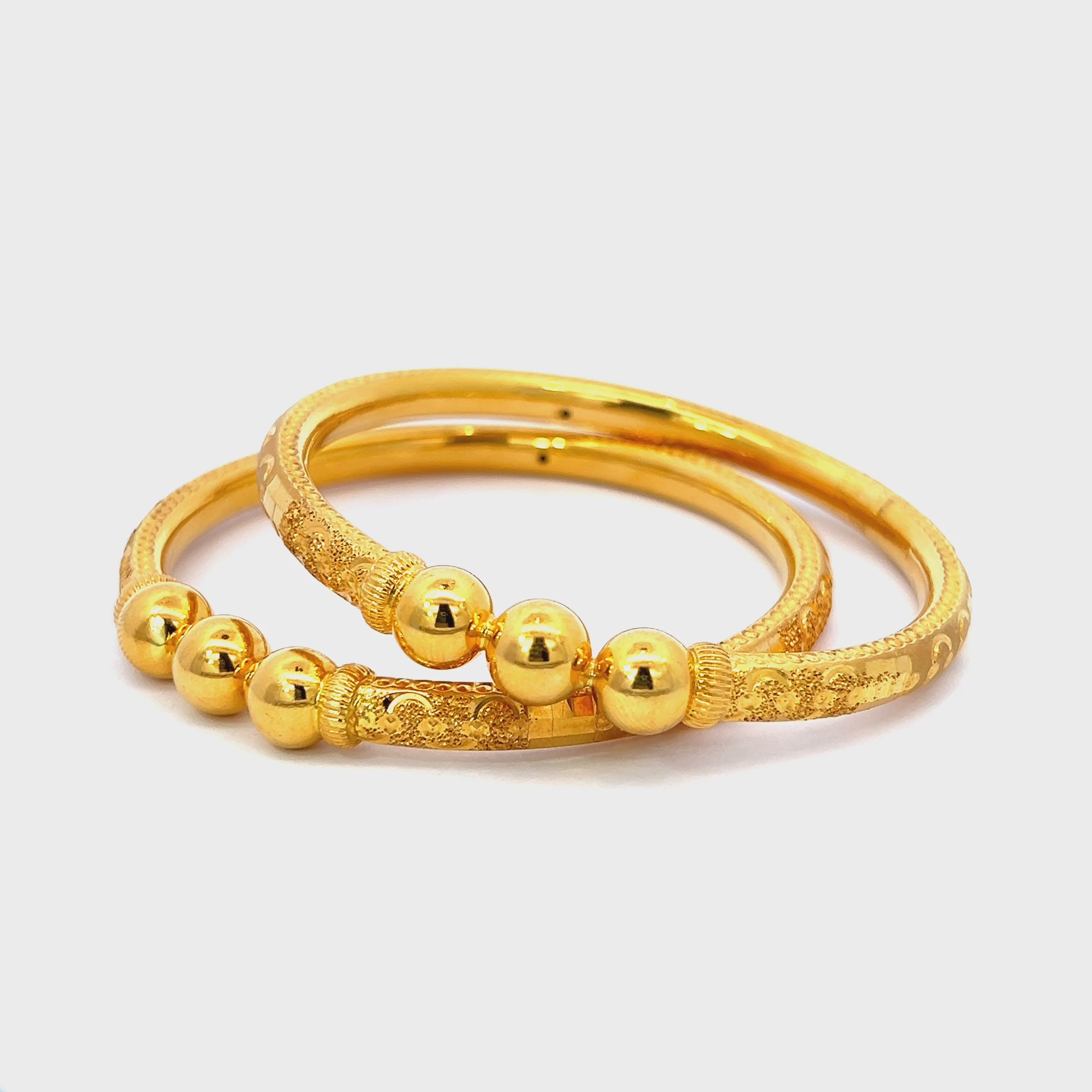 22K Yellow Gold Pipe Bangles in size 2.3 and gold weight of 40g