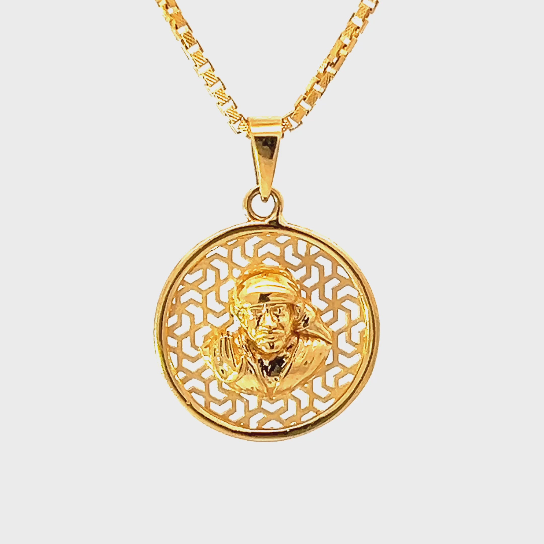 22K Yellow Gold Religious Sai Baba Medium Pendants with gold weight of 3.52g