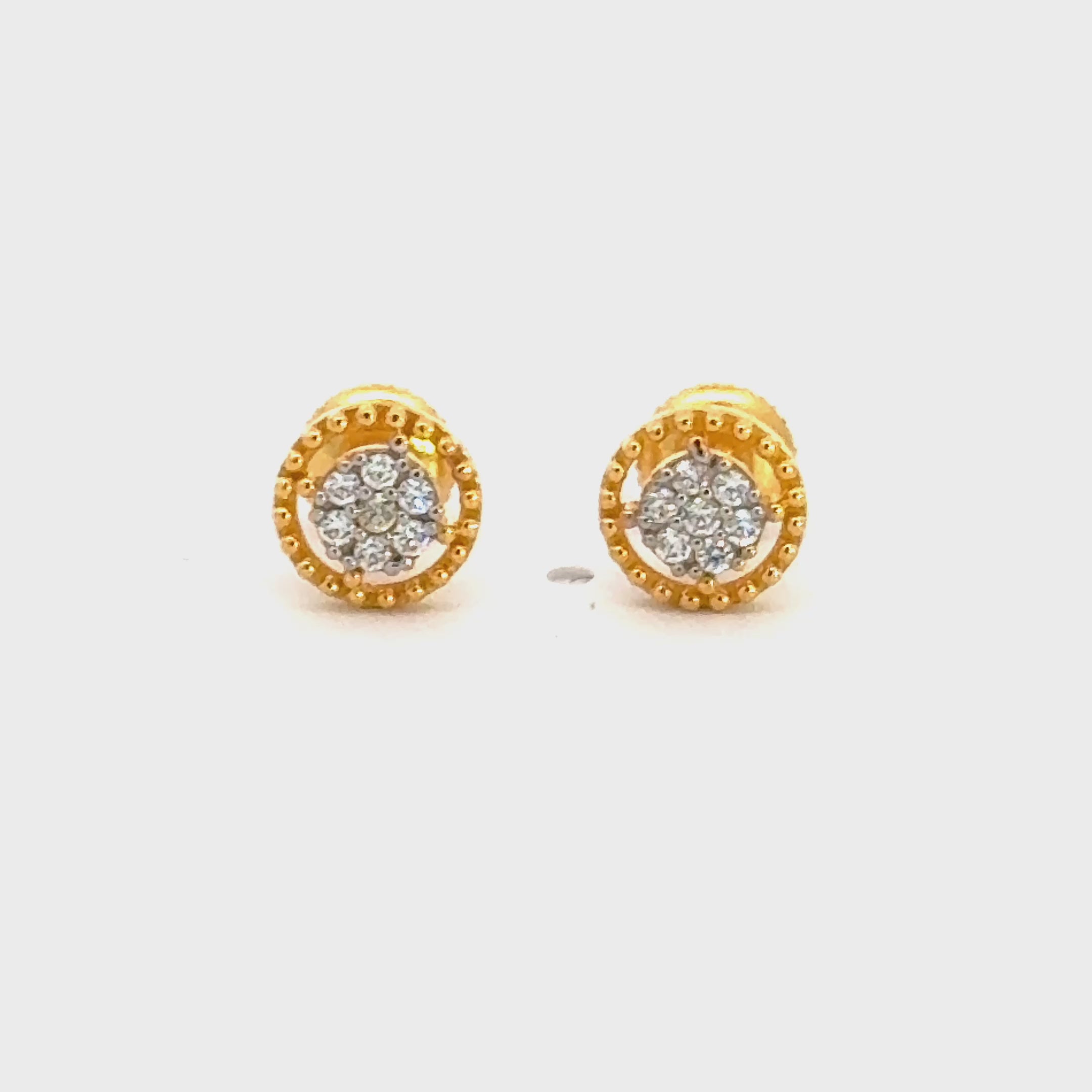 22k Yellow Cubic Zirconia Studs Fancy Earrings with gold weight of 1.9g