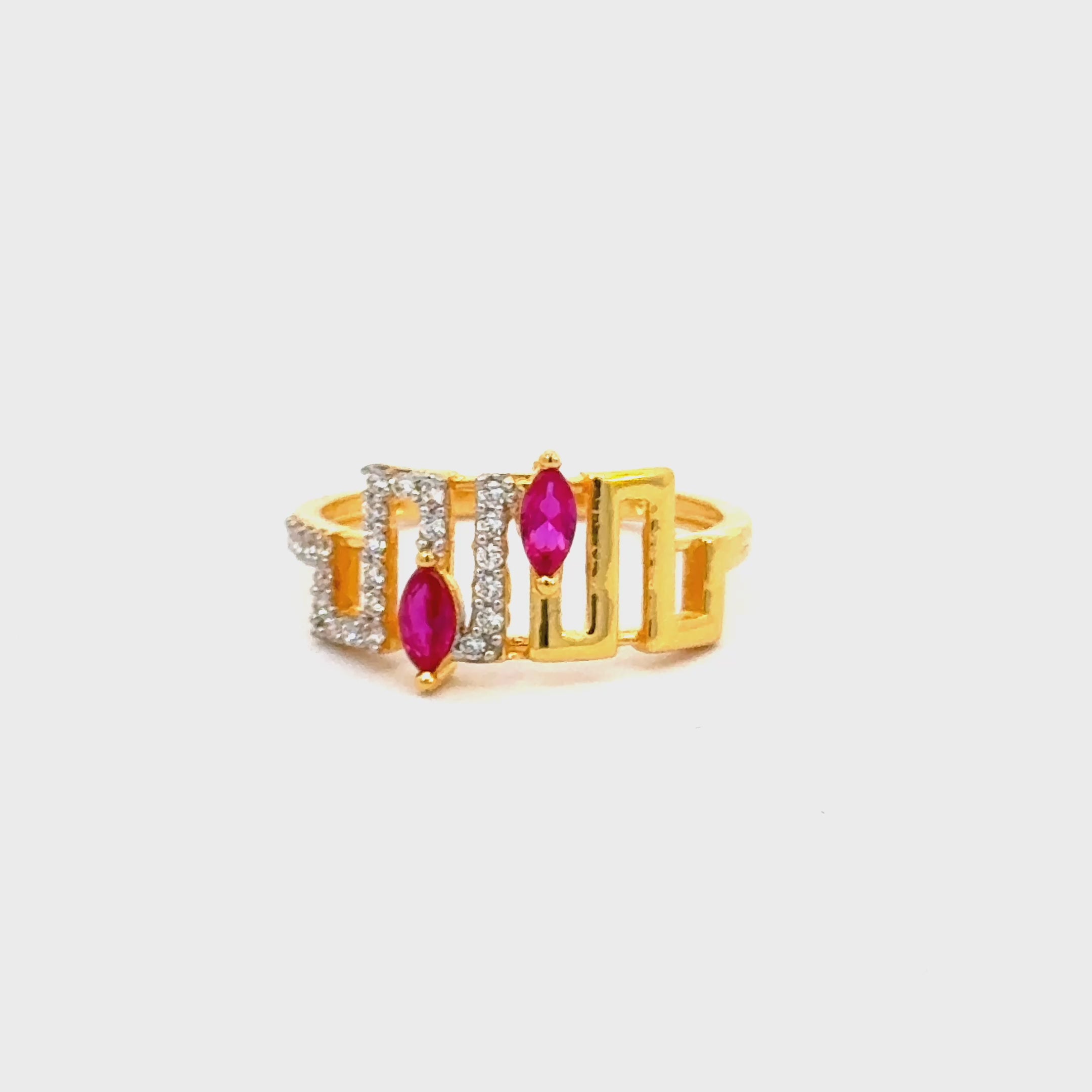 22k Yellow Cubic Zirconia Cocktail Fancy Rings in size 8 and total gold weight of 3.19g