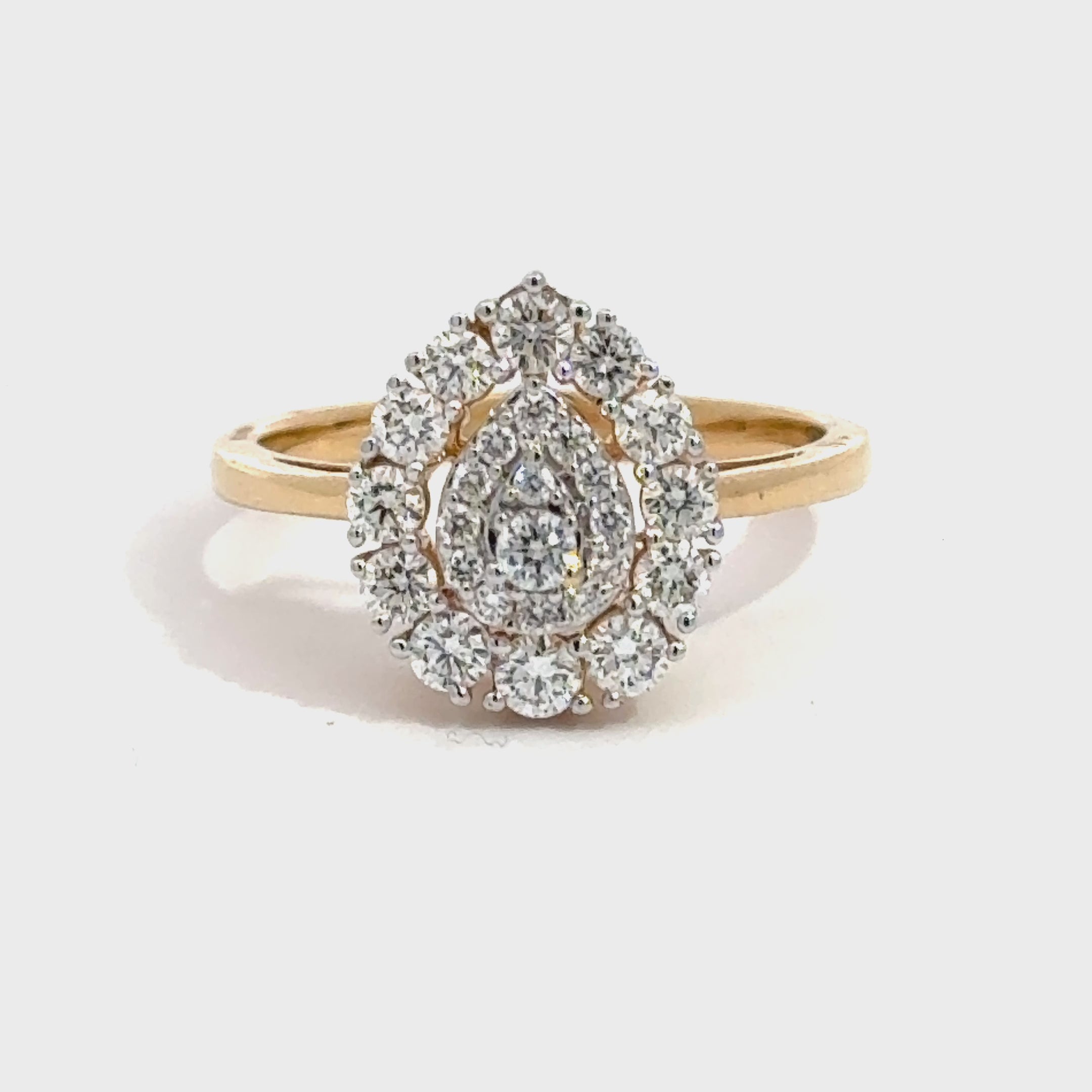 18k Yellow Gold and Diamond Pear Shaped Fancy Ring in size 5.5 and total gold weight of 3.14g