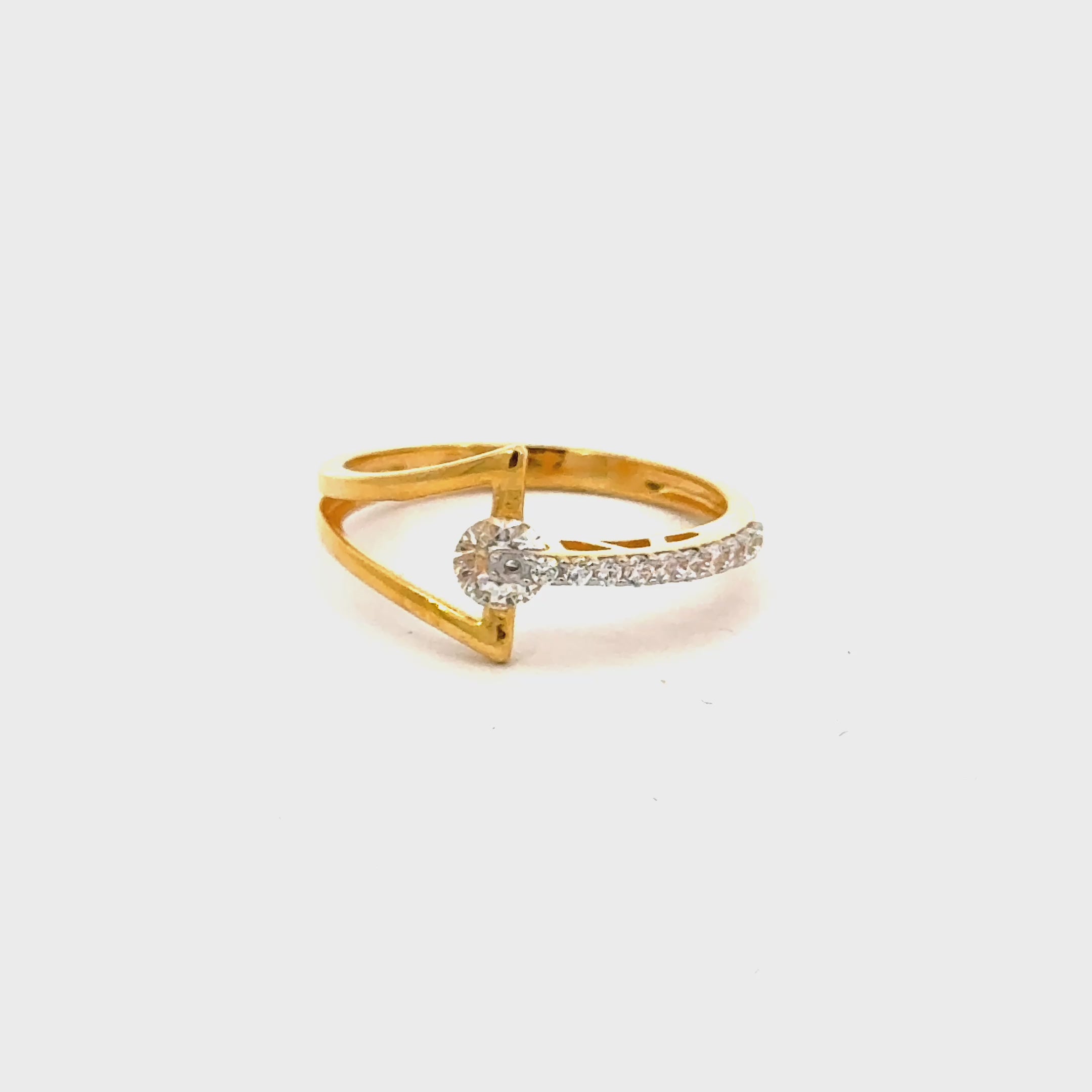 22k Yellow Cubic Zirconia Solitaire Cocktail Petite  Rings in size 6.5 and total gold weight of 2.18g