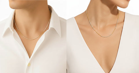22'' Two Tone Gold Textured Bead Chain 1.92MM