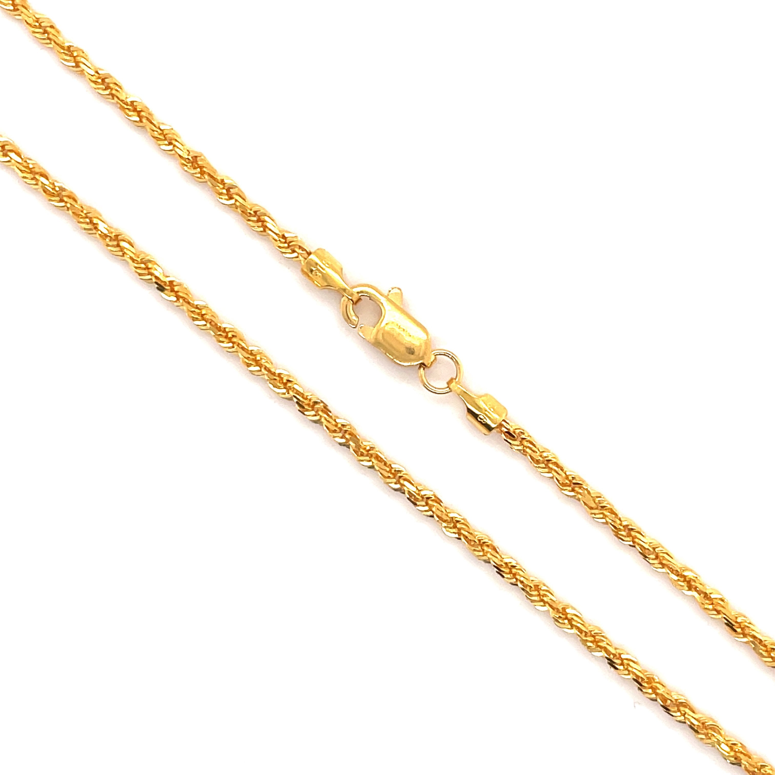 22K Gold 16 Inch 1.5mm Thin Rope Chain – Gold Palace