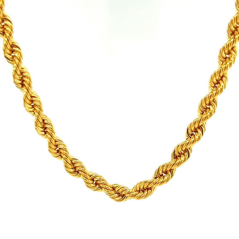 22K Gold 18 Inch Hollow Rope Chain – Gold Palace