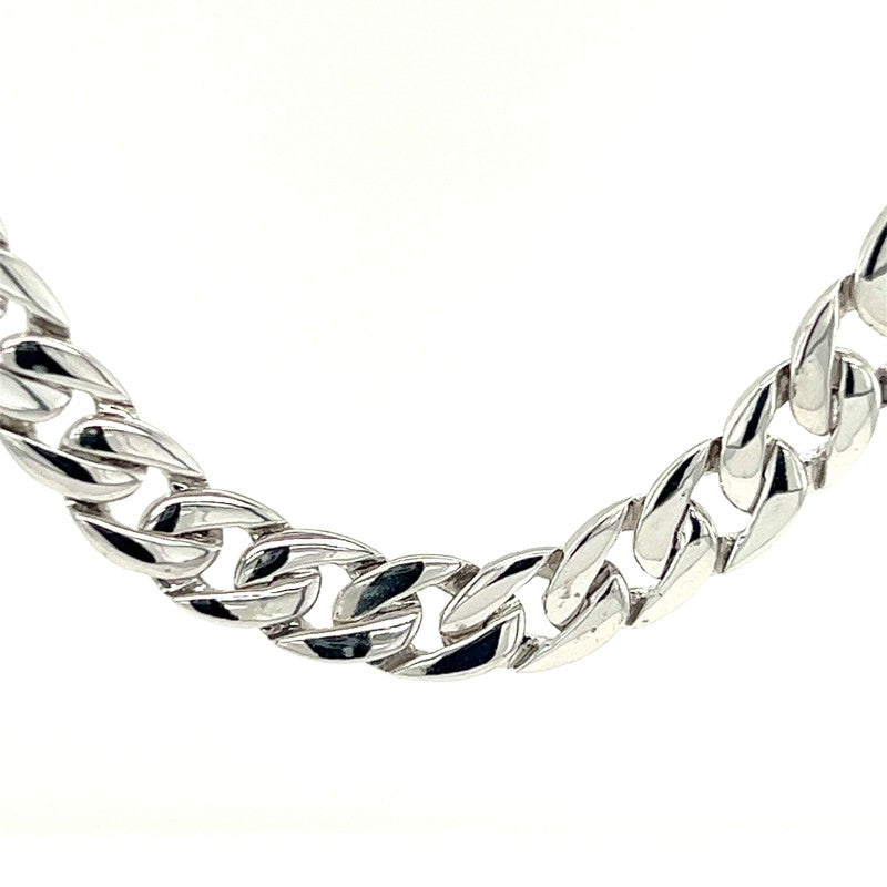 18k White Gold Solid Curb Chain