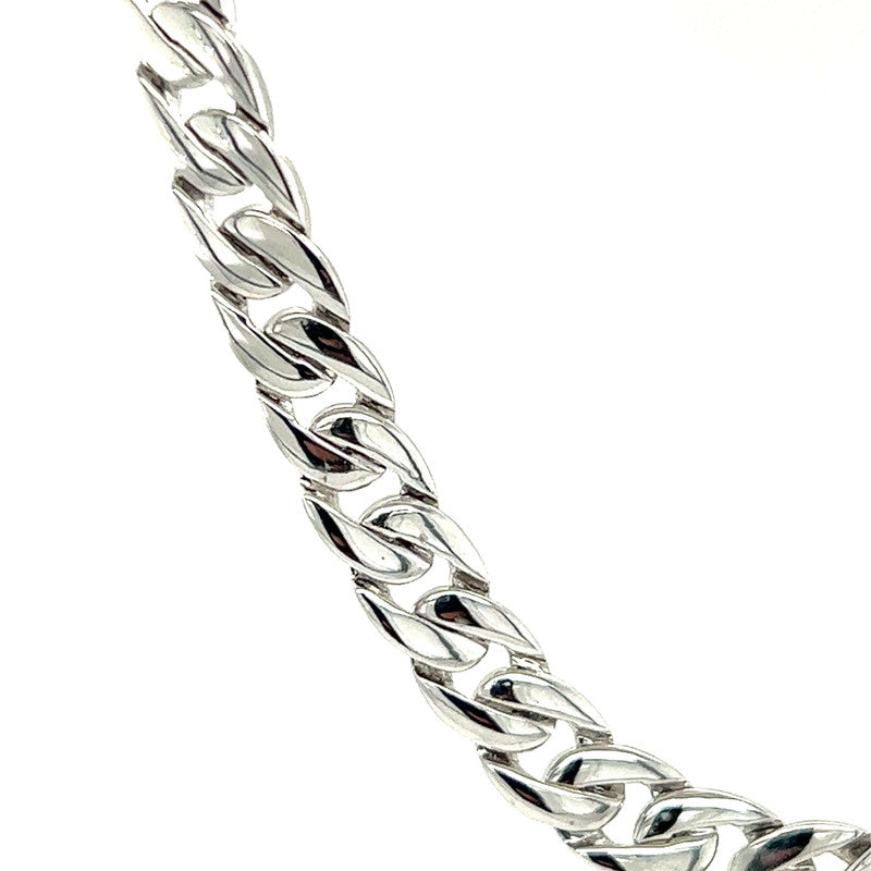 18k White Gold Solid Curb Chain