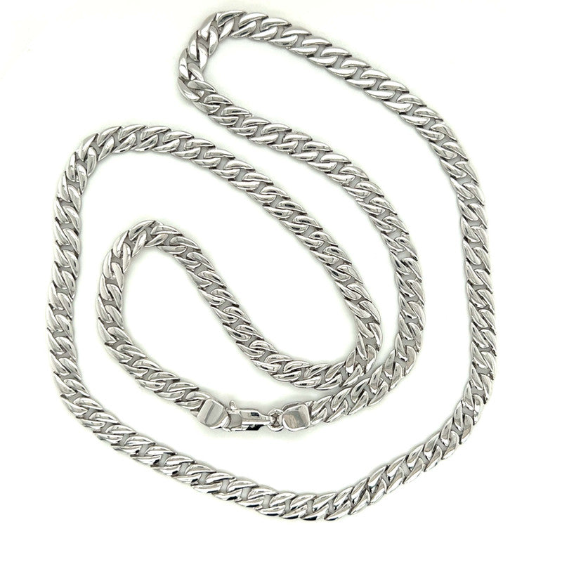 18k White Gold Solid Curb Chain