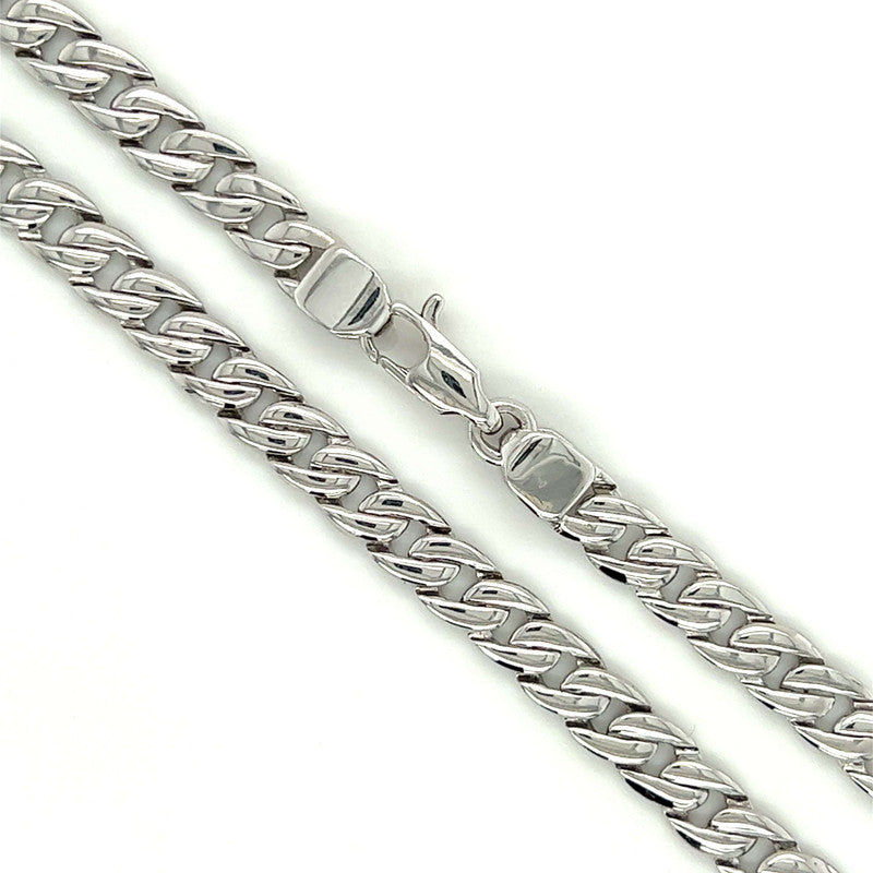 18k White Gold Solid Curb Chain