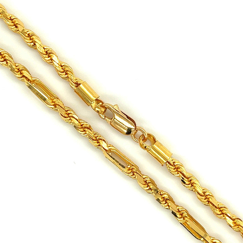 22K Gold Chain Figaro 23 Inches