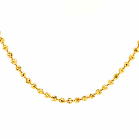 22K Gold Laser Cut Bead Chain 18 Inches