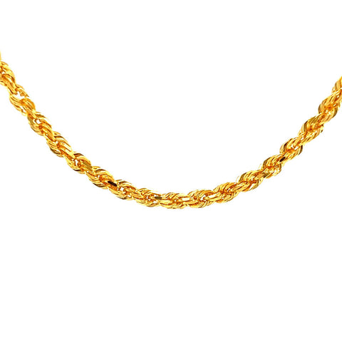 22K Gold Rope Chain Light 16 Inches