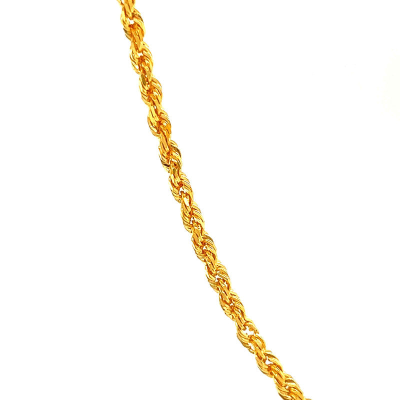 22K Gold Rope Chain Light 16 Inches