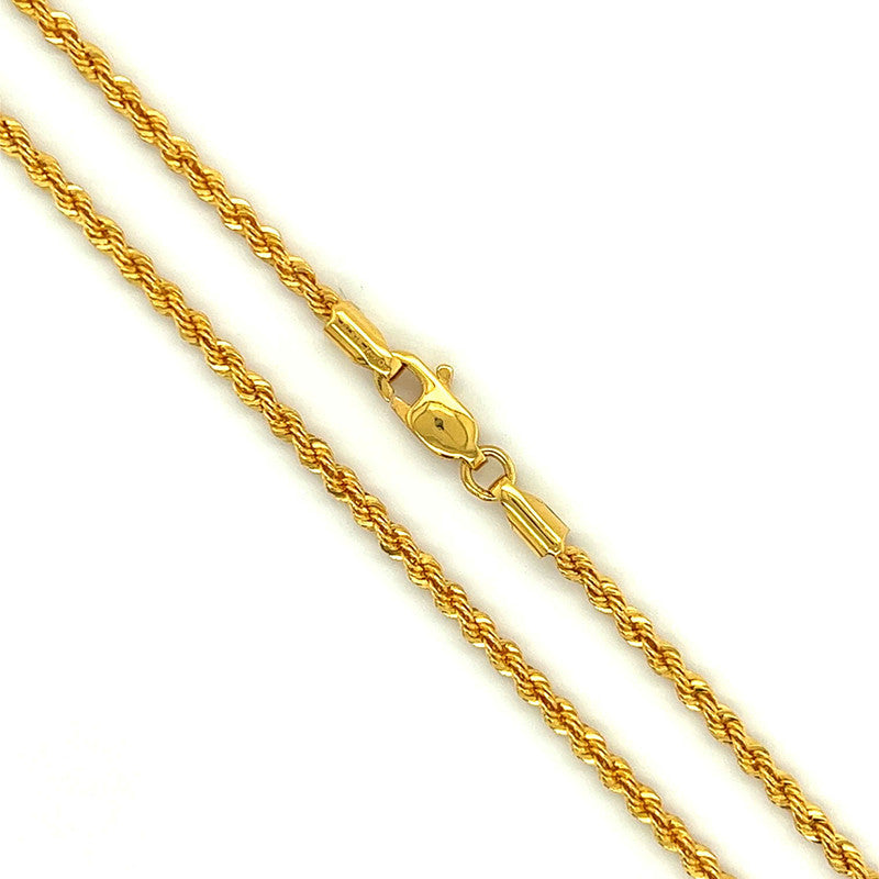 22K Gold Rope Chain 21.5 Inches