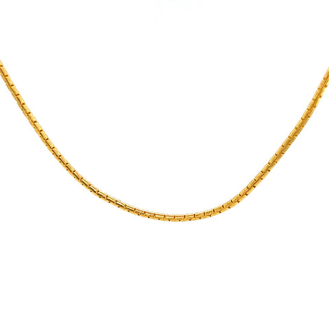 22K Gold Sleek 16 Inch Snake Chain