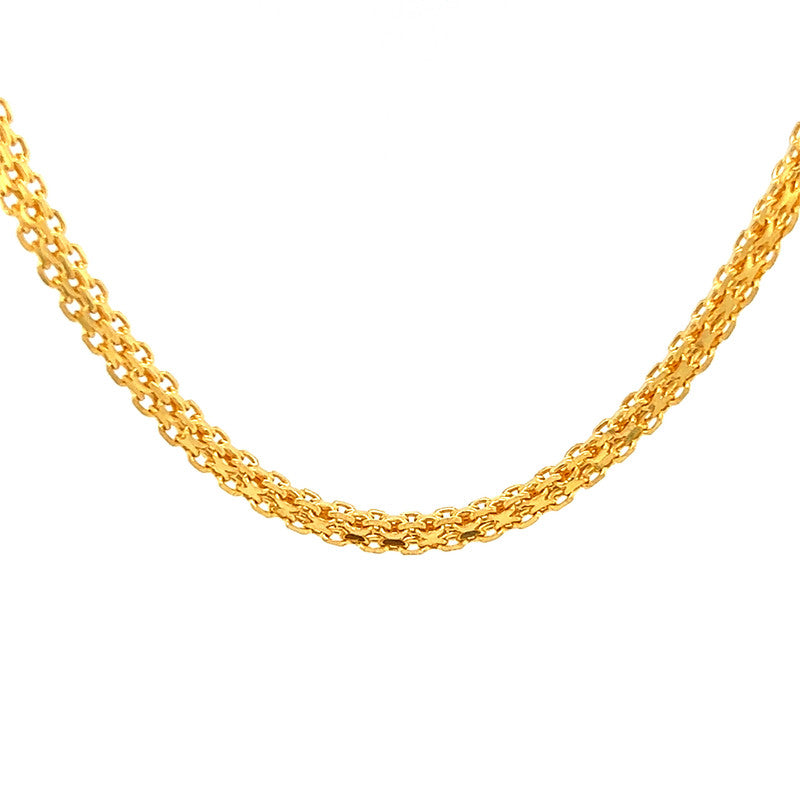 22K Gold Classy 16 Inch Bismark Square Chain