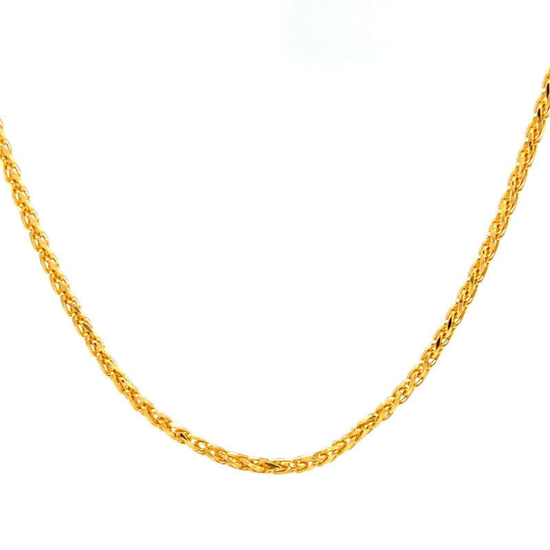 22K Gold 18 Inch Classic Wheat Chain