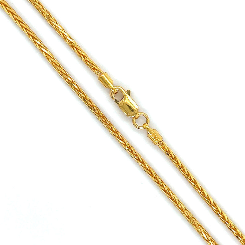 22K Gold 16 Inch Stunning Wheat Chain