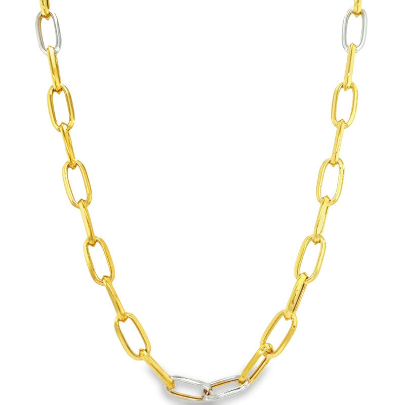 22K Two Tone Gold 21 Inch Paperclilp Chain