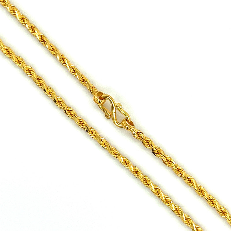 22K Gold 30 Inch Solid Rope Chain