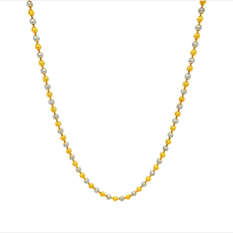 22K Gold 16 Inch Two-Tone Textured Bead Chain